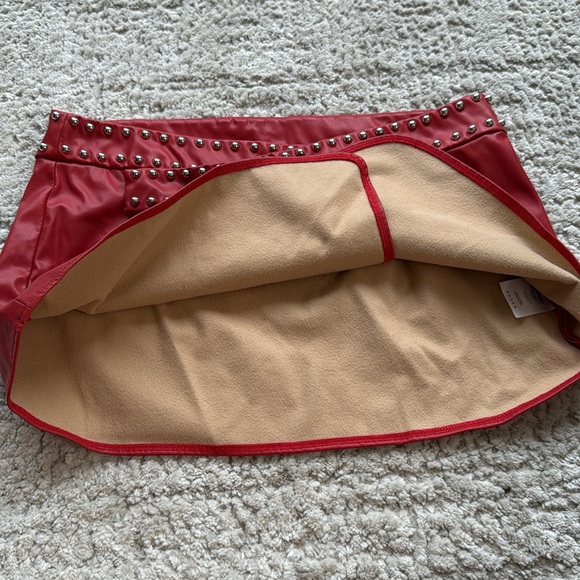 Miaou Red Embellished Studded Wrap Mini Skirt Size Medium Festival - Picture 11 of 15